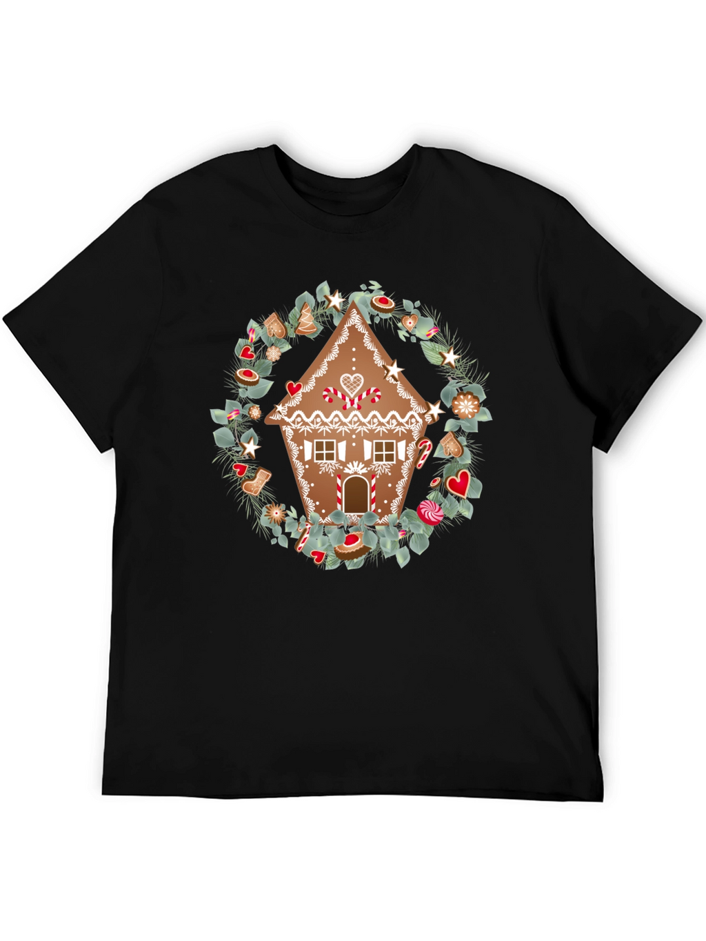 Gingerbread House Wreath Graphic Tee