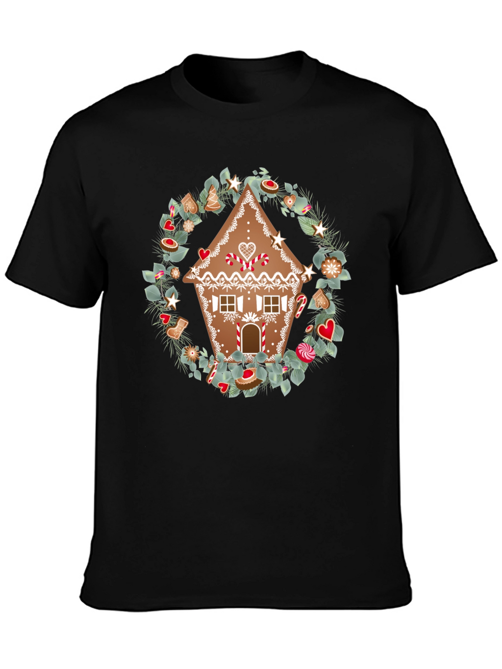 Gingerbread House Wreath Graphic Tee