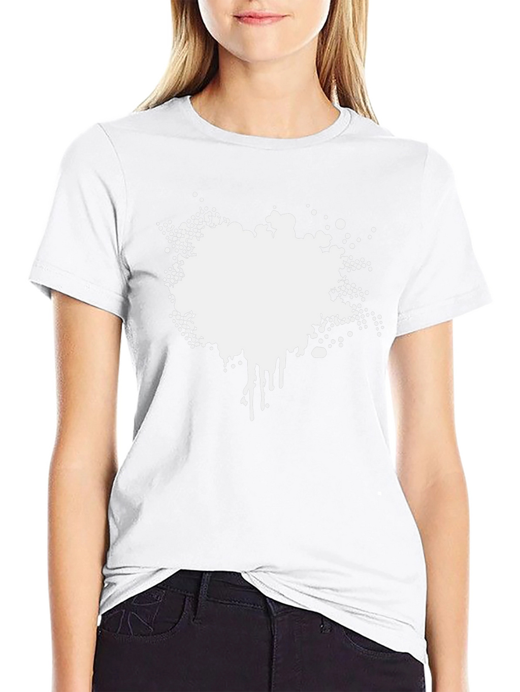 Mens Black Graphic Tee - Abstract White Print