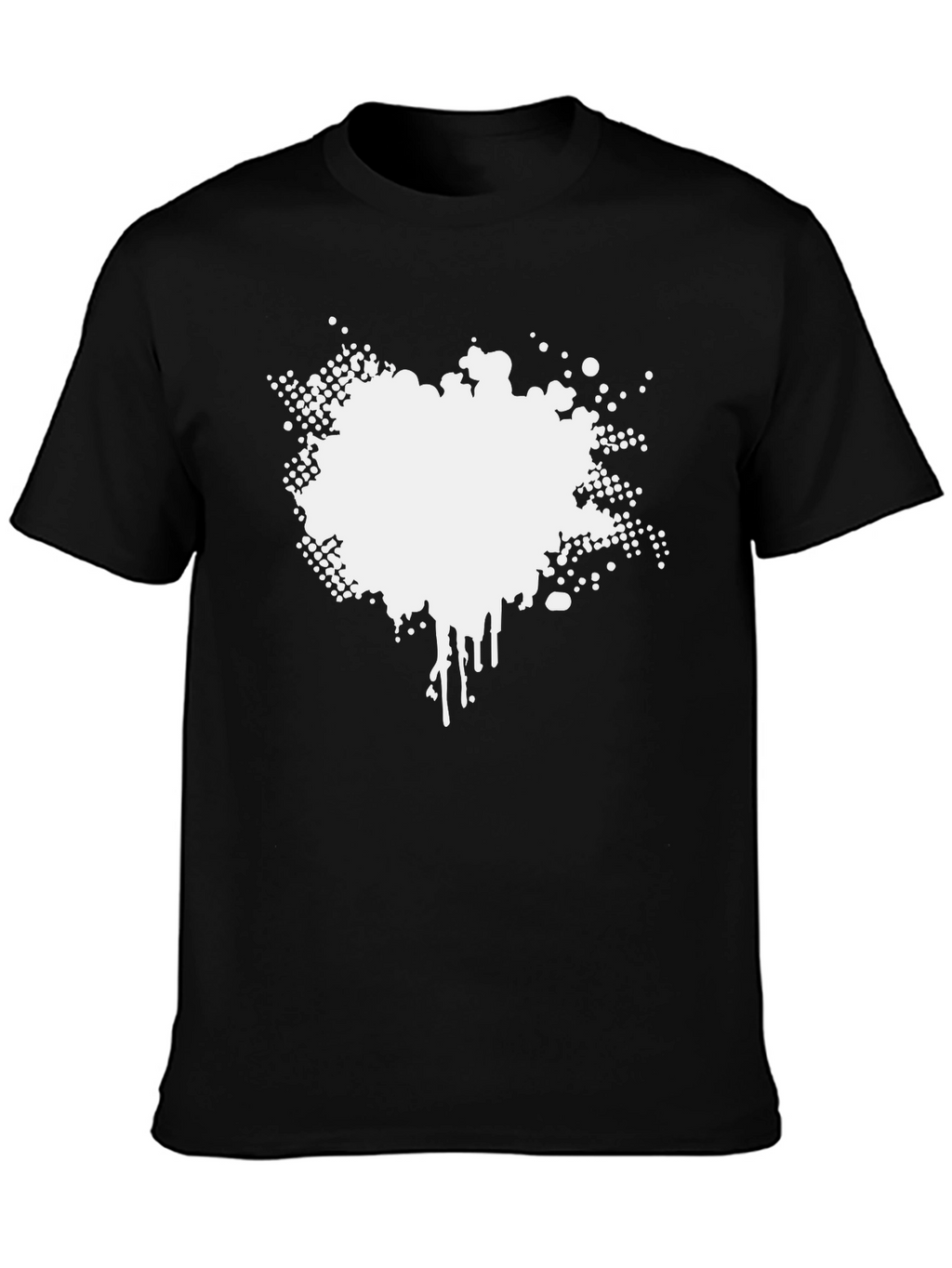 Mens Black Graphic Tee - Abstract White Print