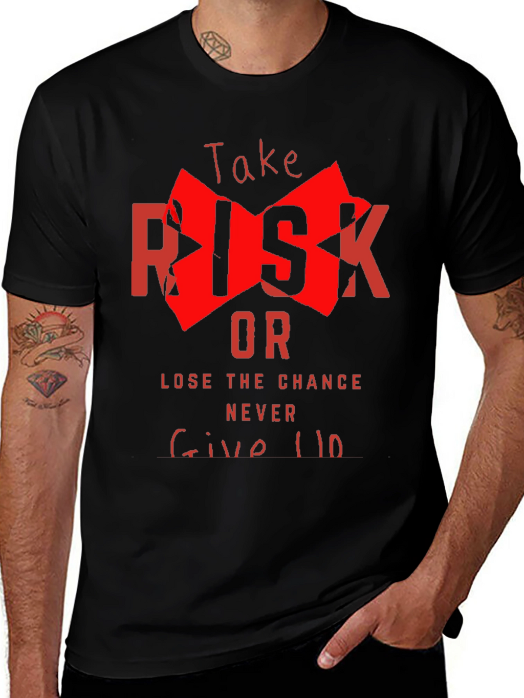 Take Risk Graphic Tee - Never Give Up Shirt