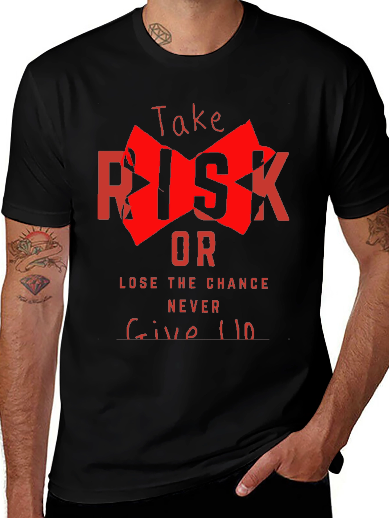 Take Risk Graphic Tee - Never Give Up Shirt