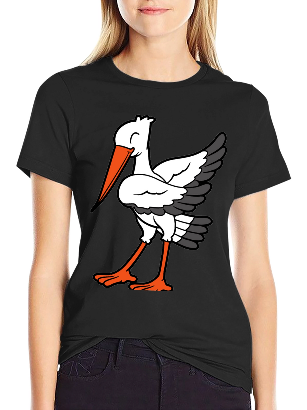 Stork Graphic Tee - Quirky Bird Lovers T-Shirt