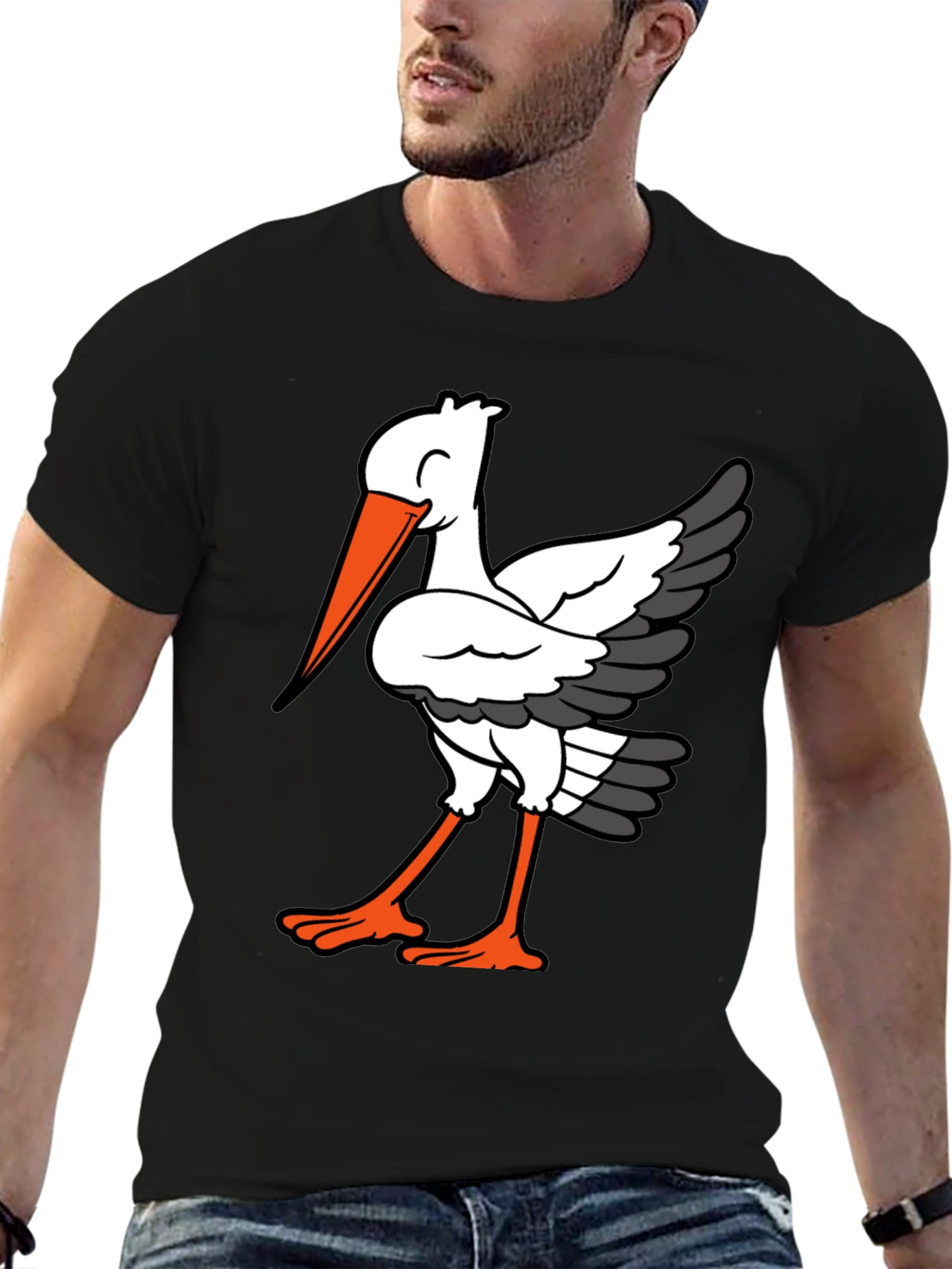 Stork Graphic Tee - Quirky Bird Lovers T-Shirt