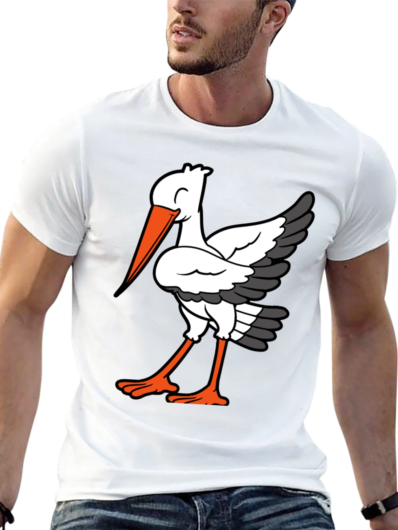 Stork Graphic Tee - Quirky Bird Lovers T-Shirt