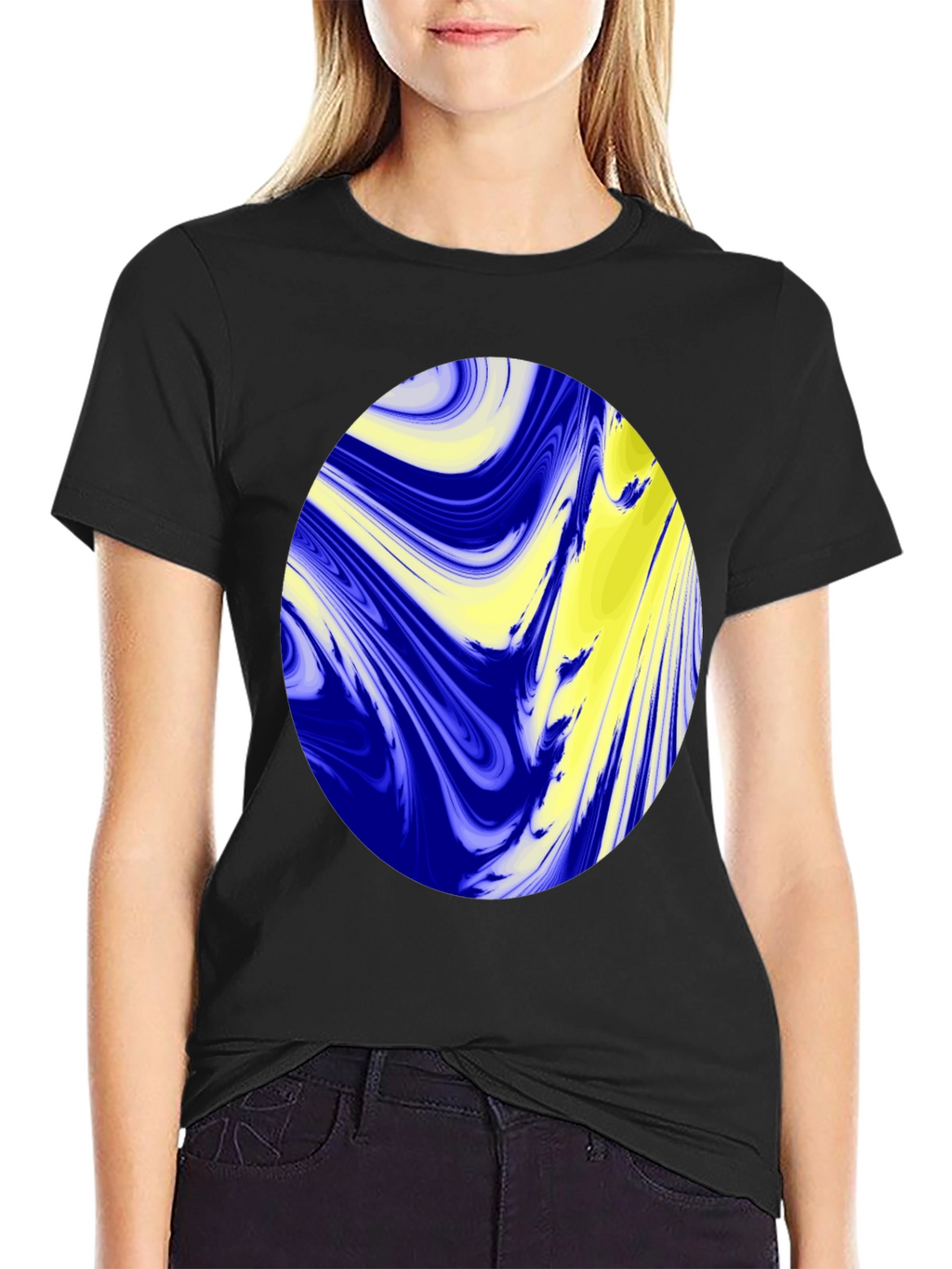 Abstract Oval Graphic Black T-Shirt