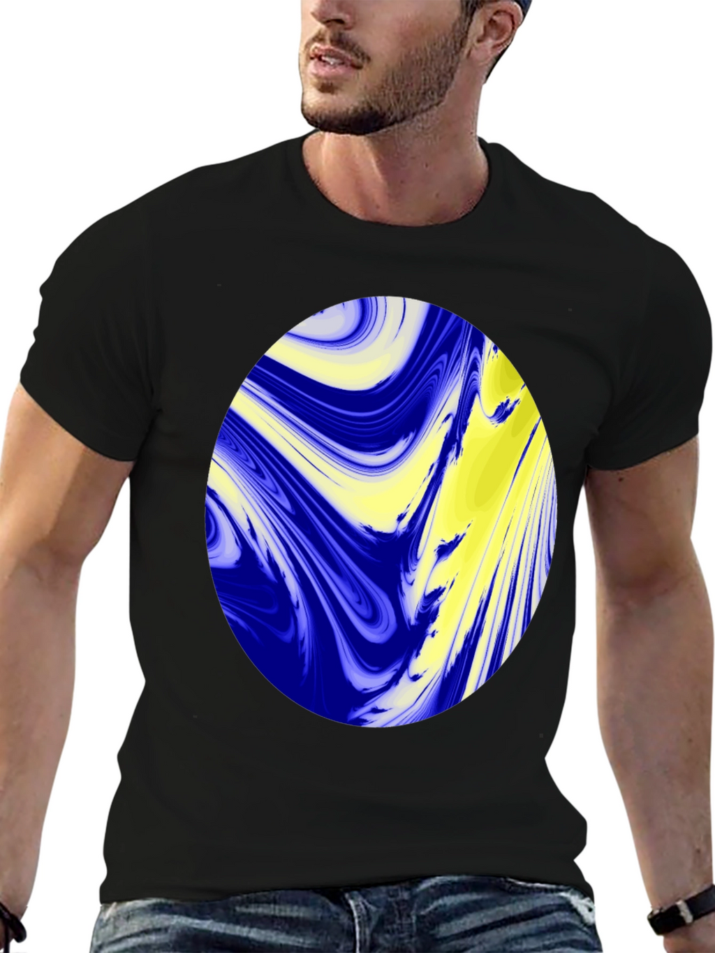 Abstract Oval Graphic Black T-Shirt