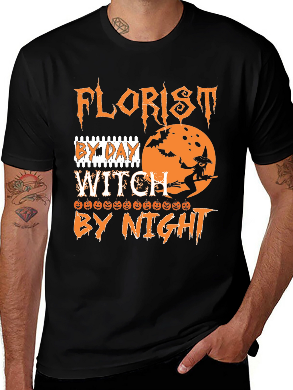 Florist By Day Witch By Night Halloween T-Shirt