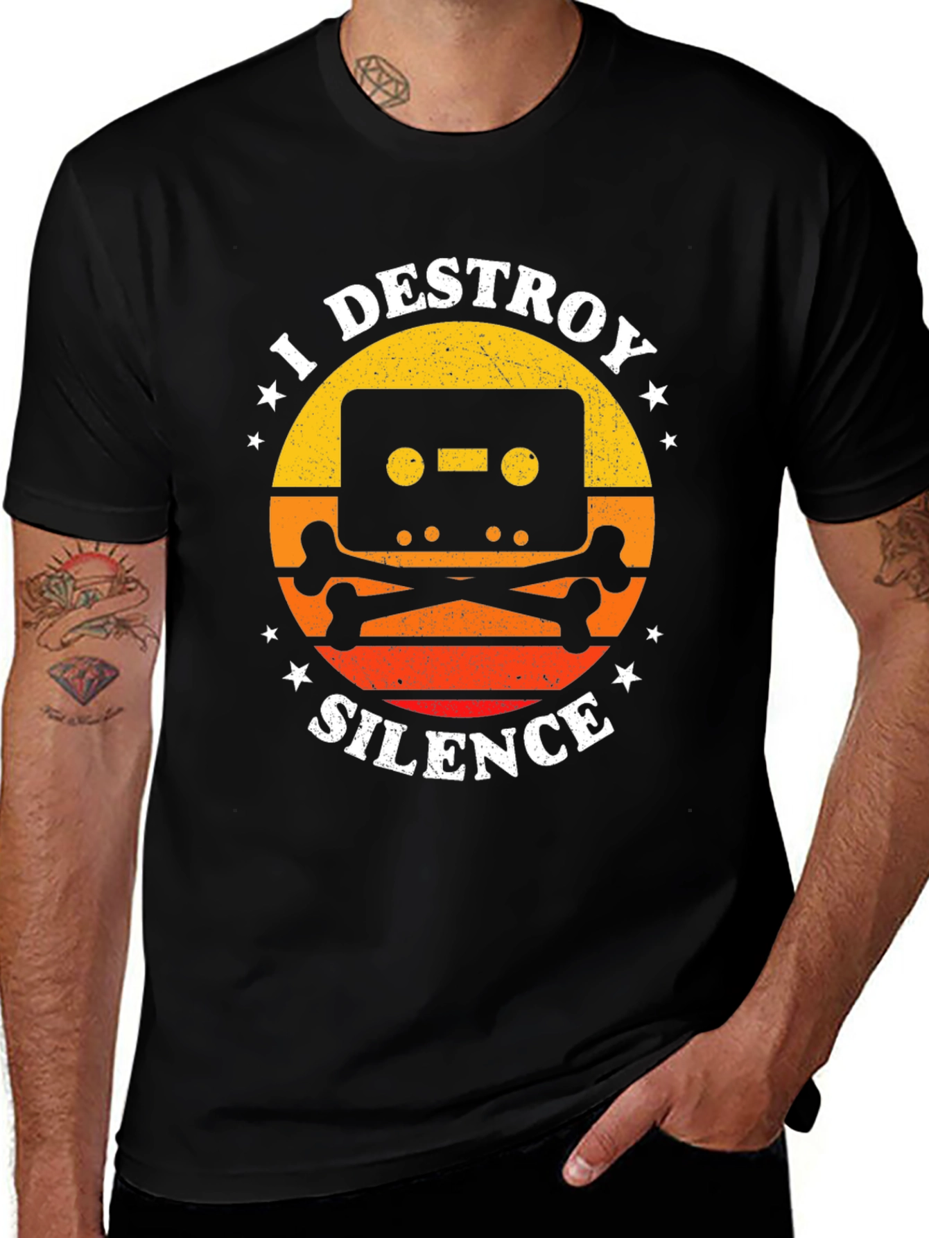 I Destroy Silence Cassette Tape Graphic T-Shirt