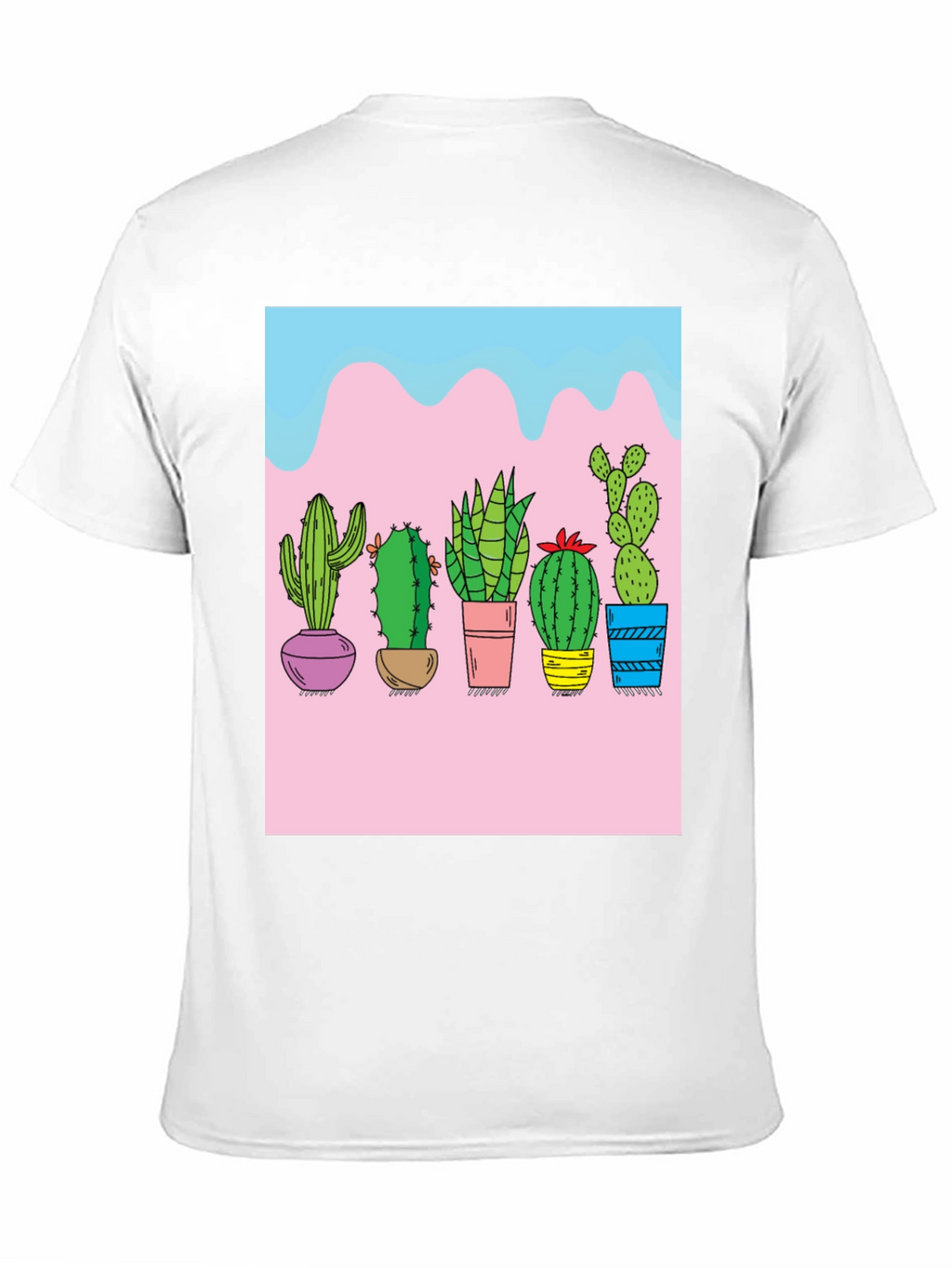 Cactus Print Black Tee - Unique Graphic Design