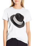 Mens Black T-Shirt with Fedora Hat Design