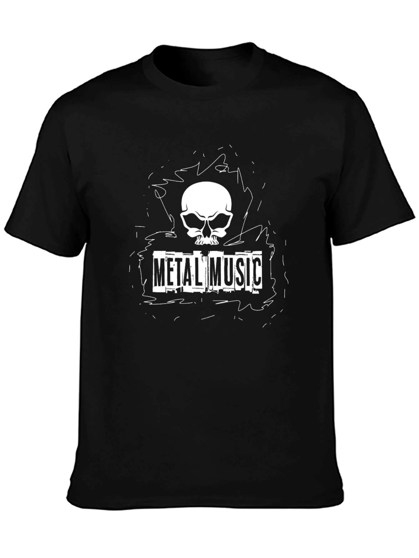 Metal Music Skull T-Shirt - Black
