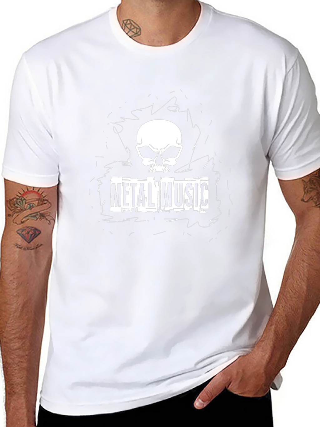 Metal Music Skull T-Shirt - Black