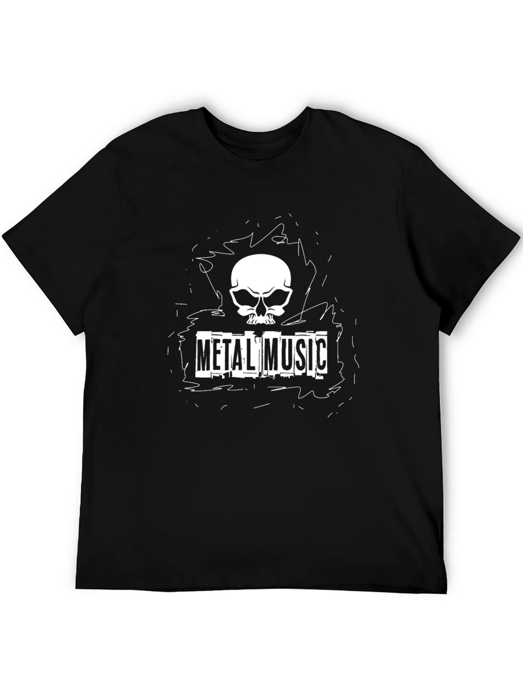 Metal Music Skull T-Shirt - Black