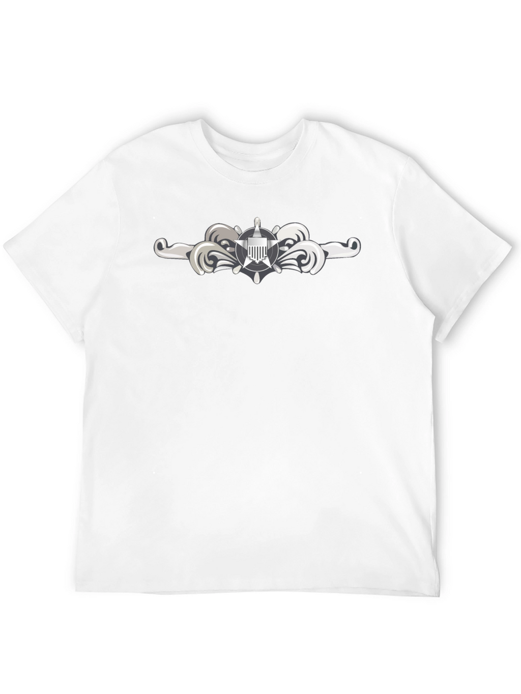 Naval Officer T-Shirt - Silver Insignia Black Tee