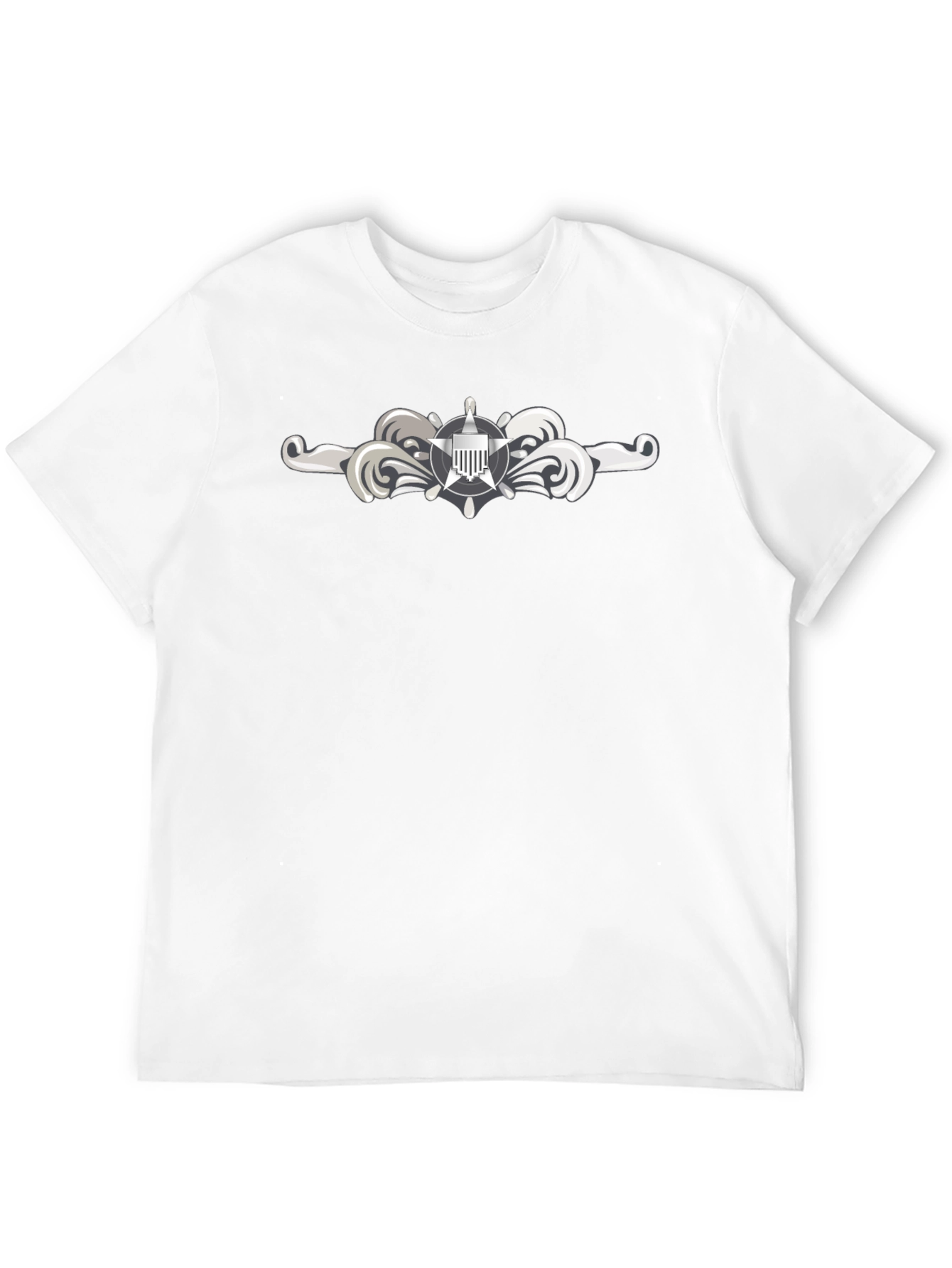 Naval Officer T-Shirt - Silver Insignia Black Tee