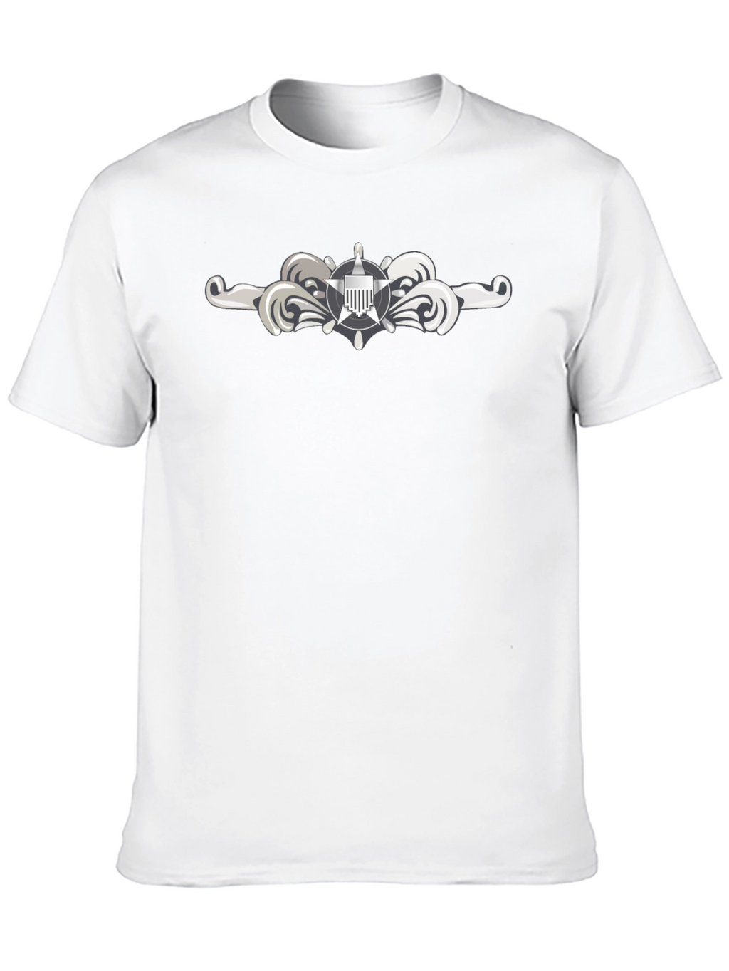 Naval Officer T-Shirt - Silver Insignia Black Tee