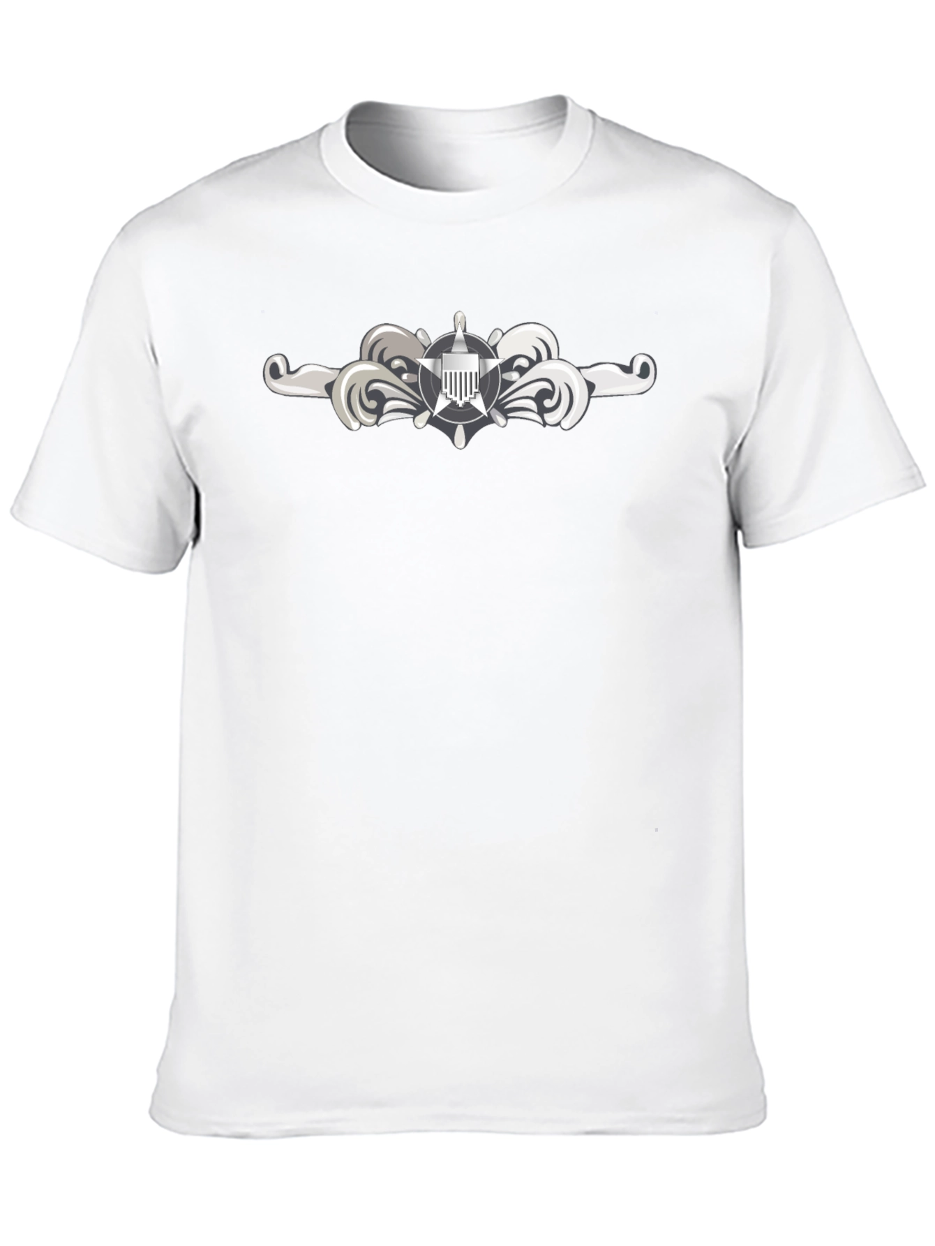 Naval Officer T-Shirt - Silver Insignia Black Tee