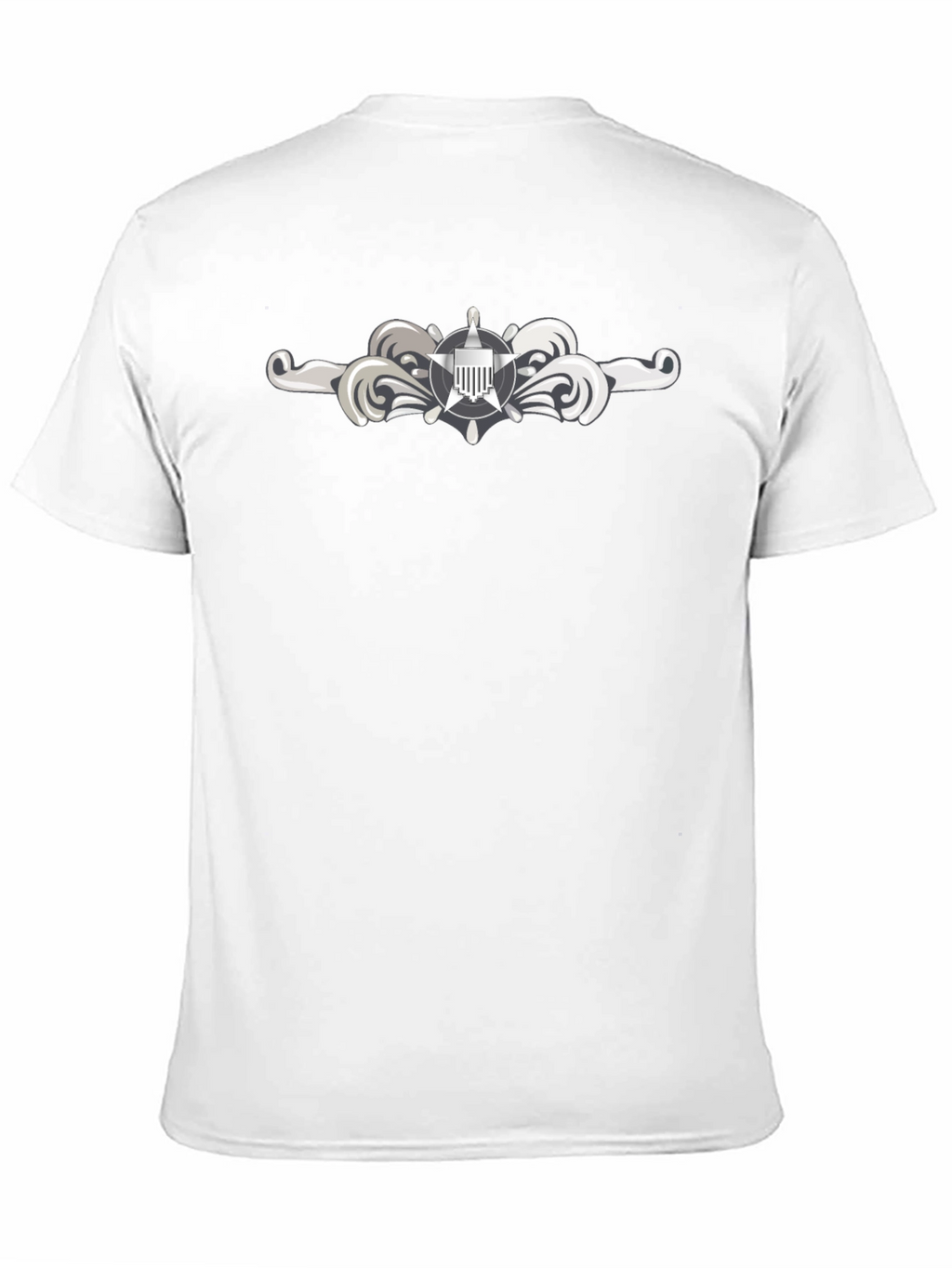 Naval Officer T-Shirt - Silver Insignia Black Tee