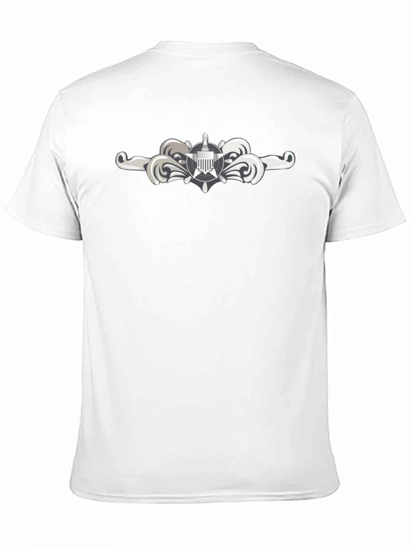 Naval Officer T-Shirt - Silver Insignia Black Tee