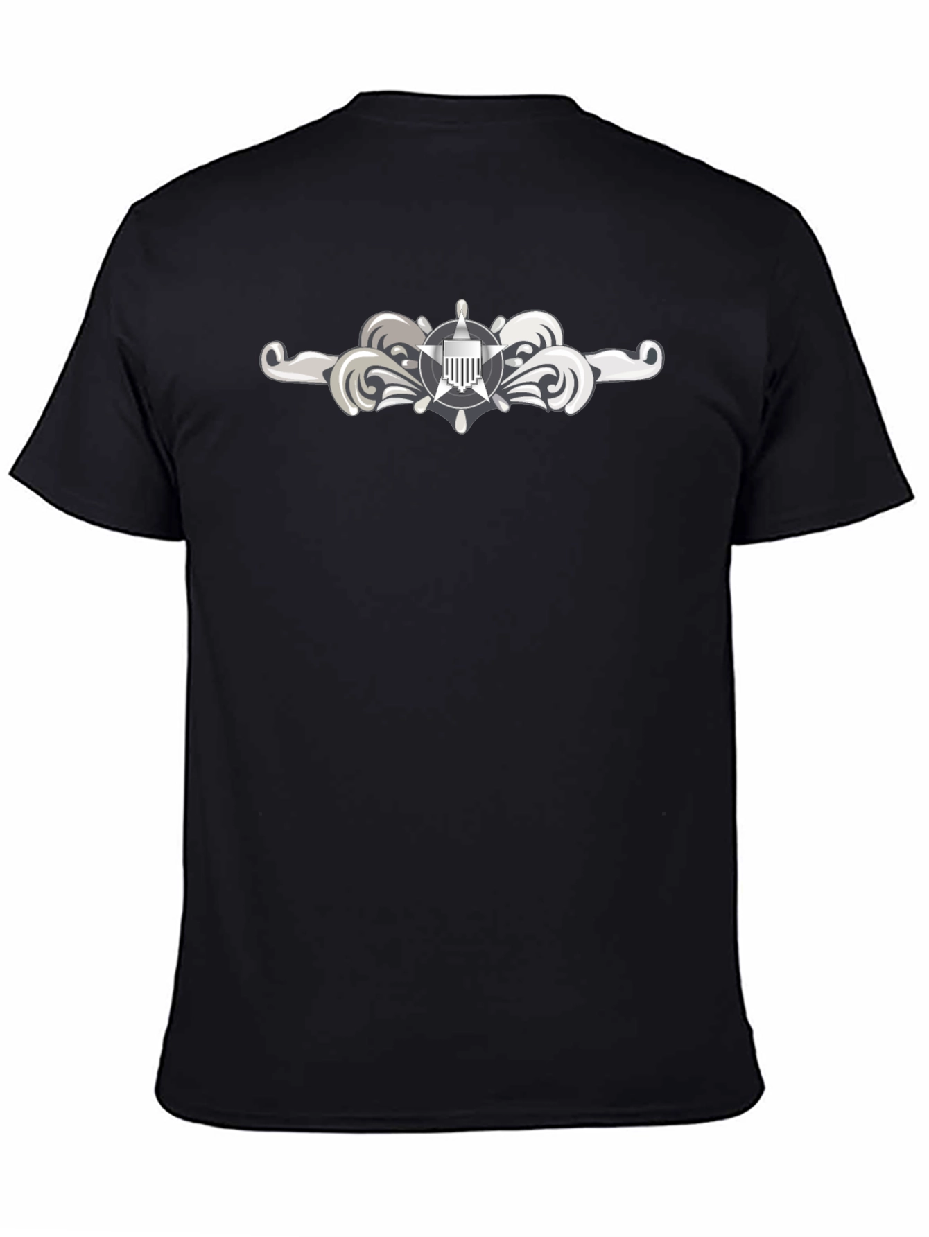 Naval Officer T-Shirt - Silver Insignia Black Tee