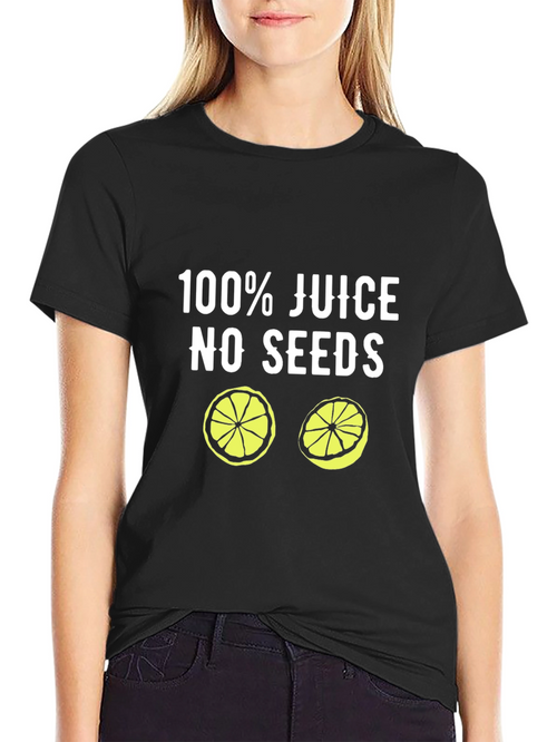 100% Juice No Seeds Graphic T-Shirt - Black