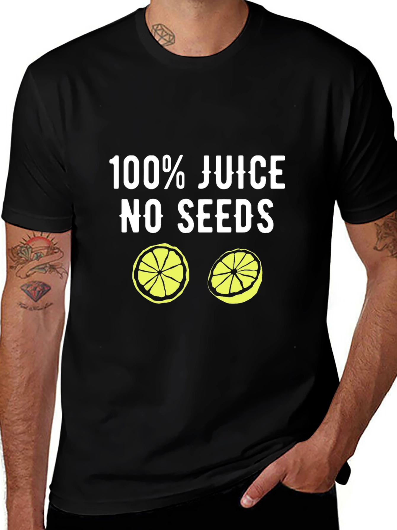 100% Juice No Seeds Graphic T-Shirt - Black