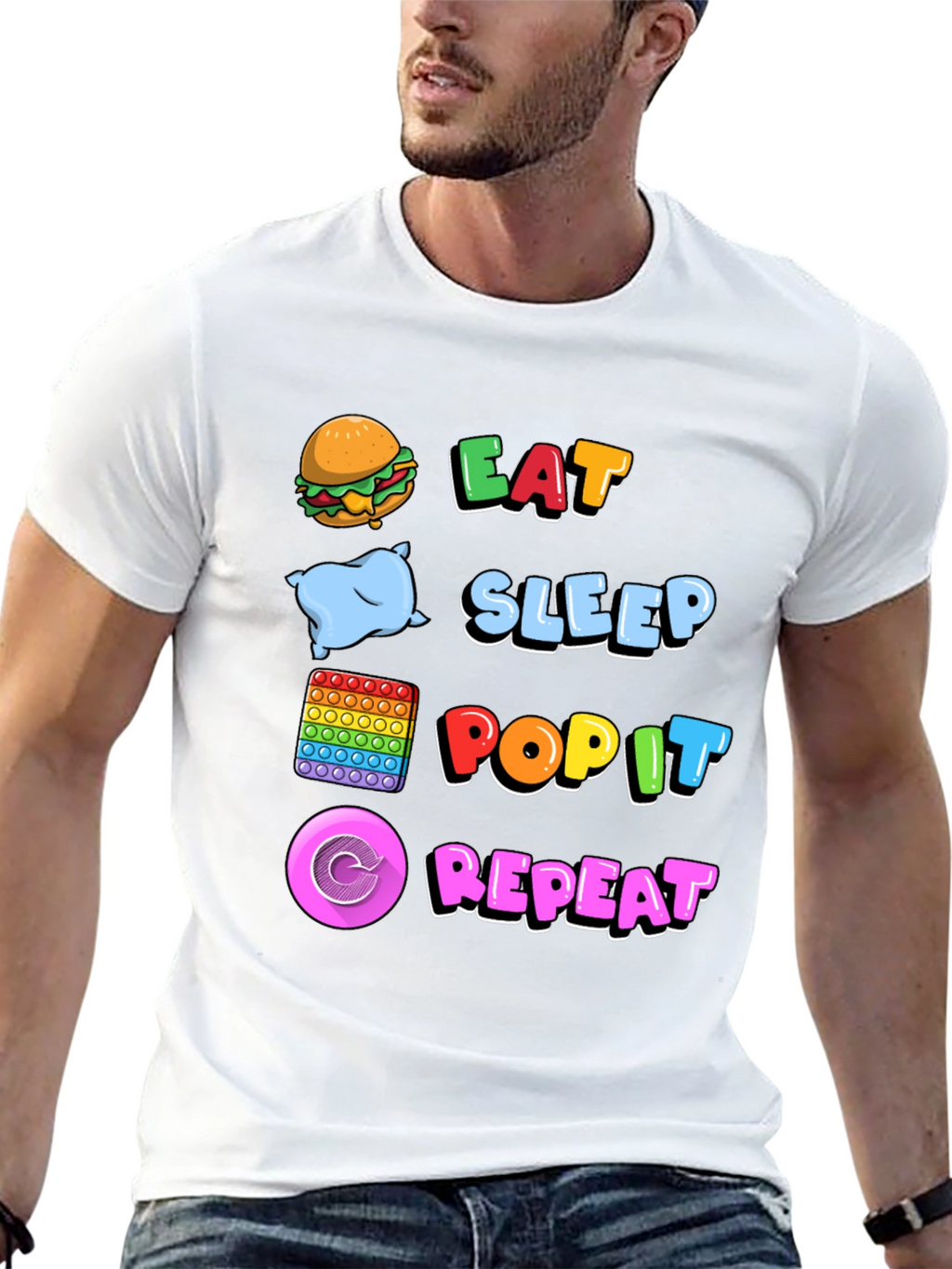 Eat Sleep Pop It Repeat T-Shirt Gamer Tee