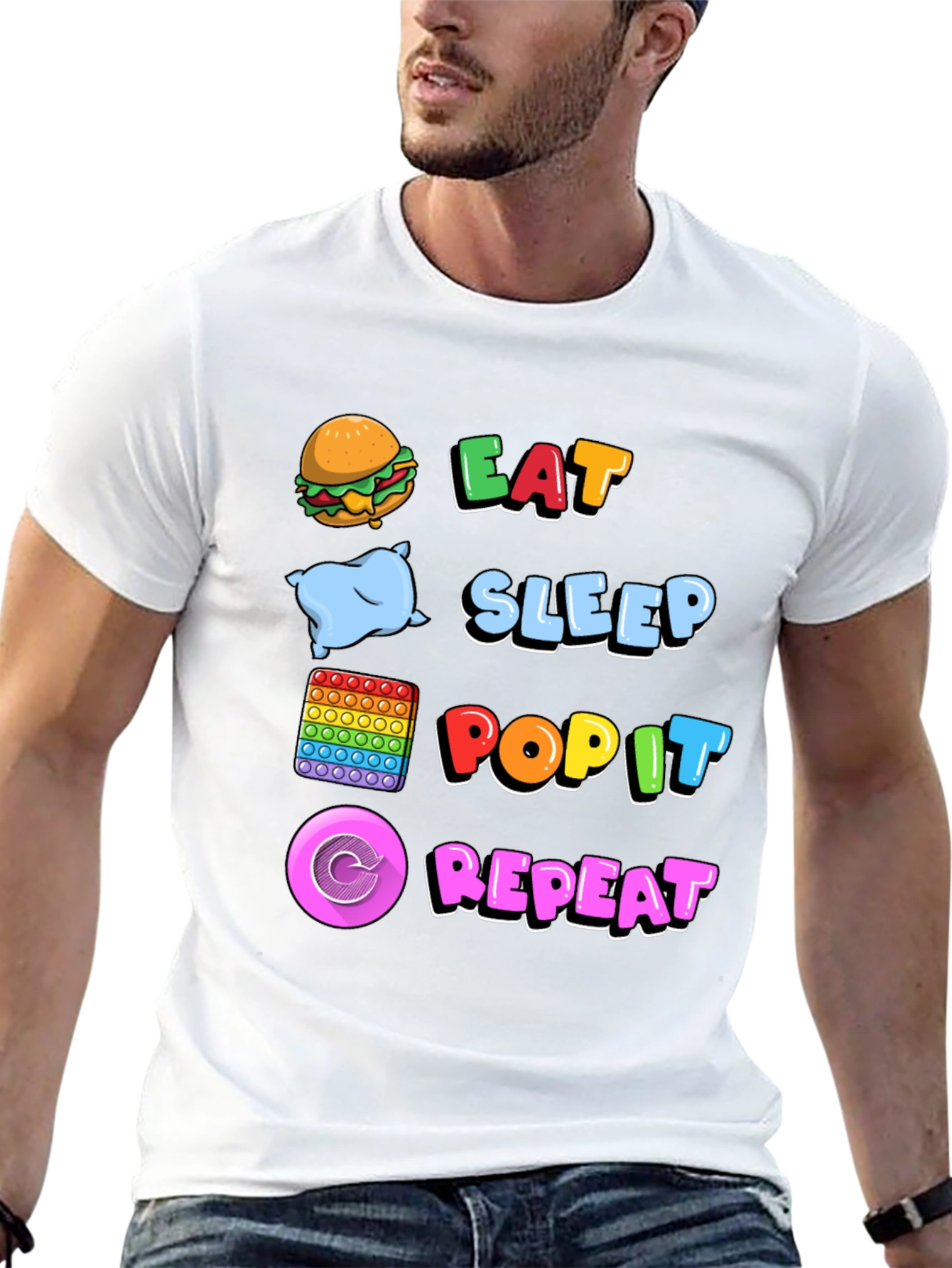 Eat Sleep Pop It Repeat T-Shirt Gamer Tee