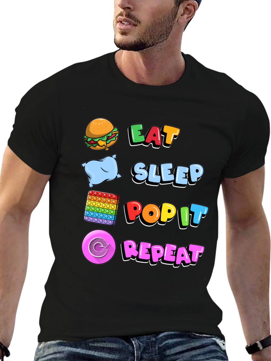 Eat Sleep Pop It Repeat T-Shirt Gamer Tee