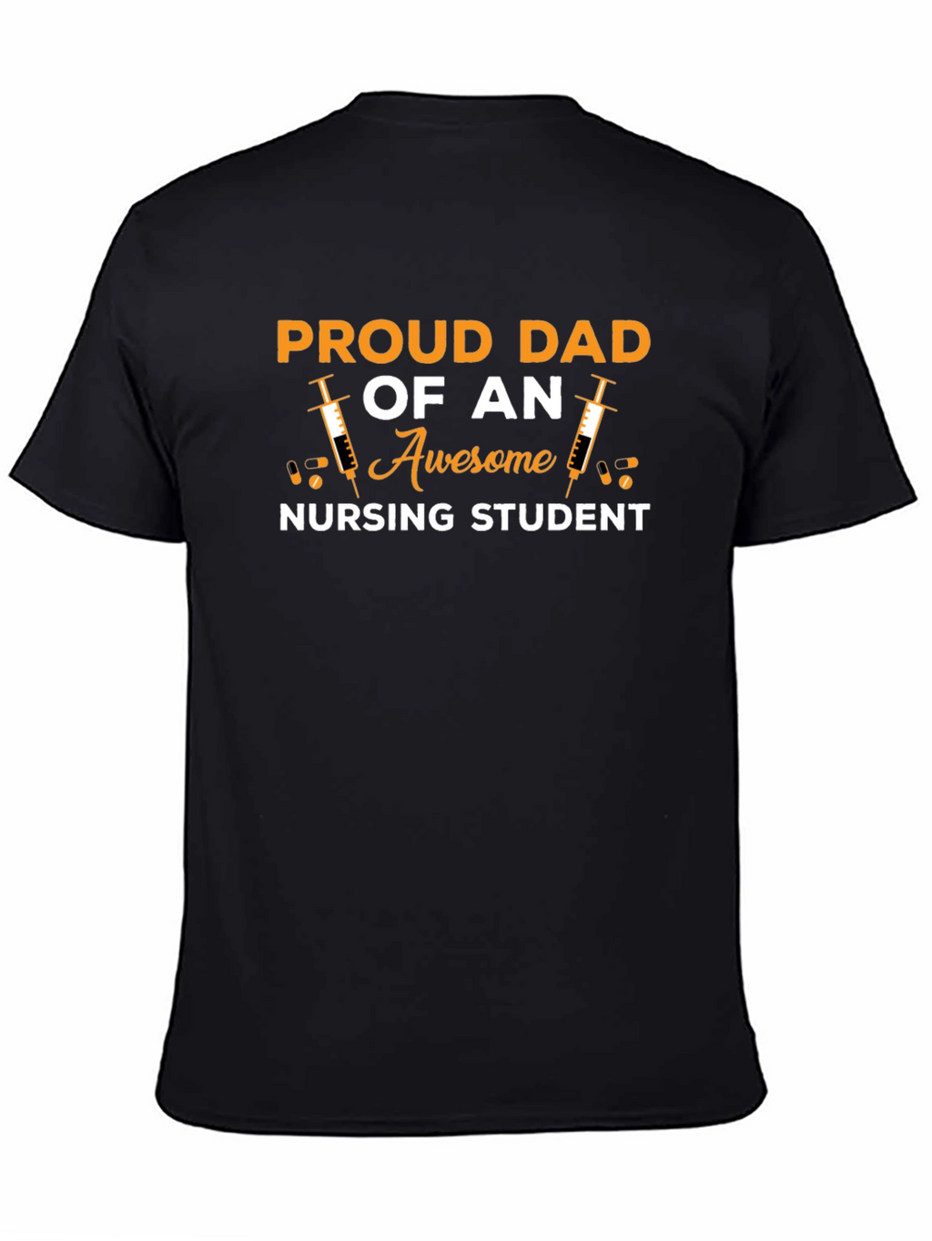 Proud Dad Nursing Student Black T-Shirt