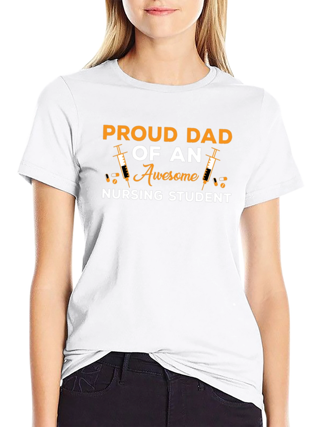 Proud Dad Nursing Student Black T-Shirt