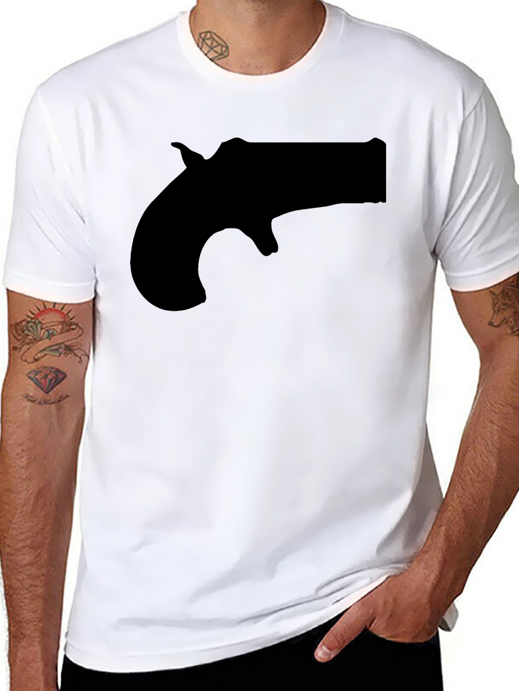 Novelty Derringer Silhouette Graphic T-Shirt