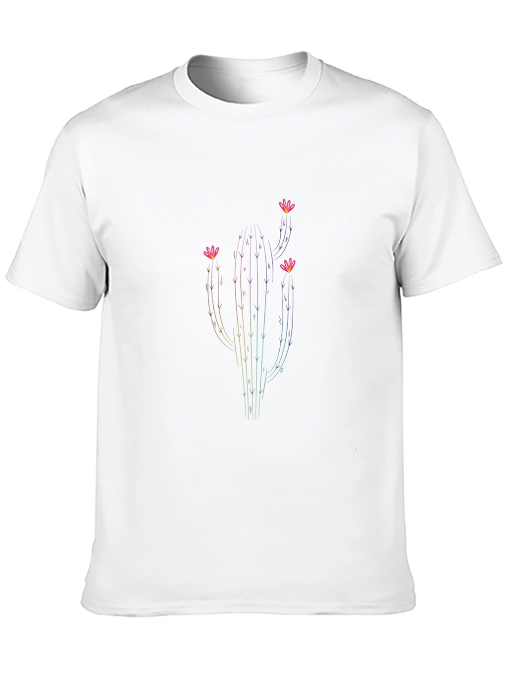 Rainbow Cactus Graphic Tee - Soft Cotton Comfort