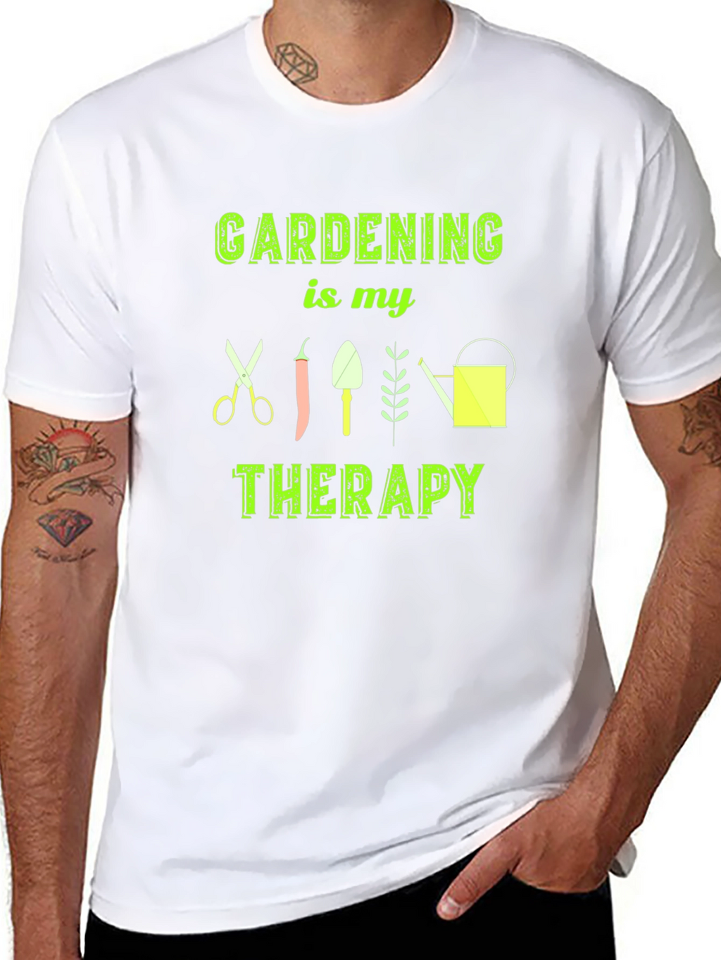 Gardening is My Therapy T-Shirt - Black Cotton Tee