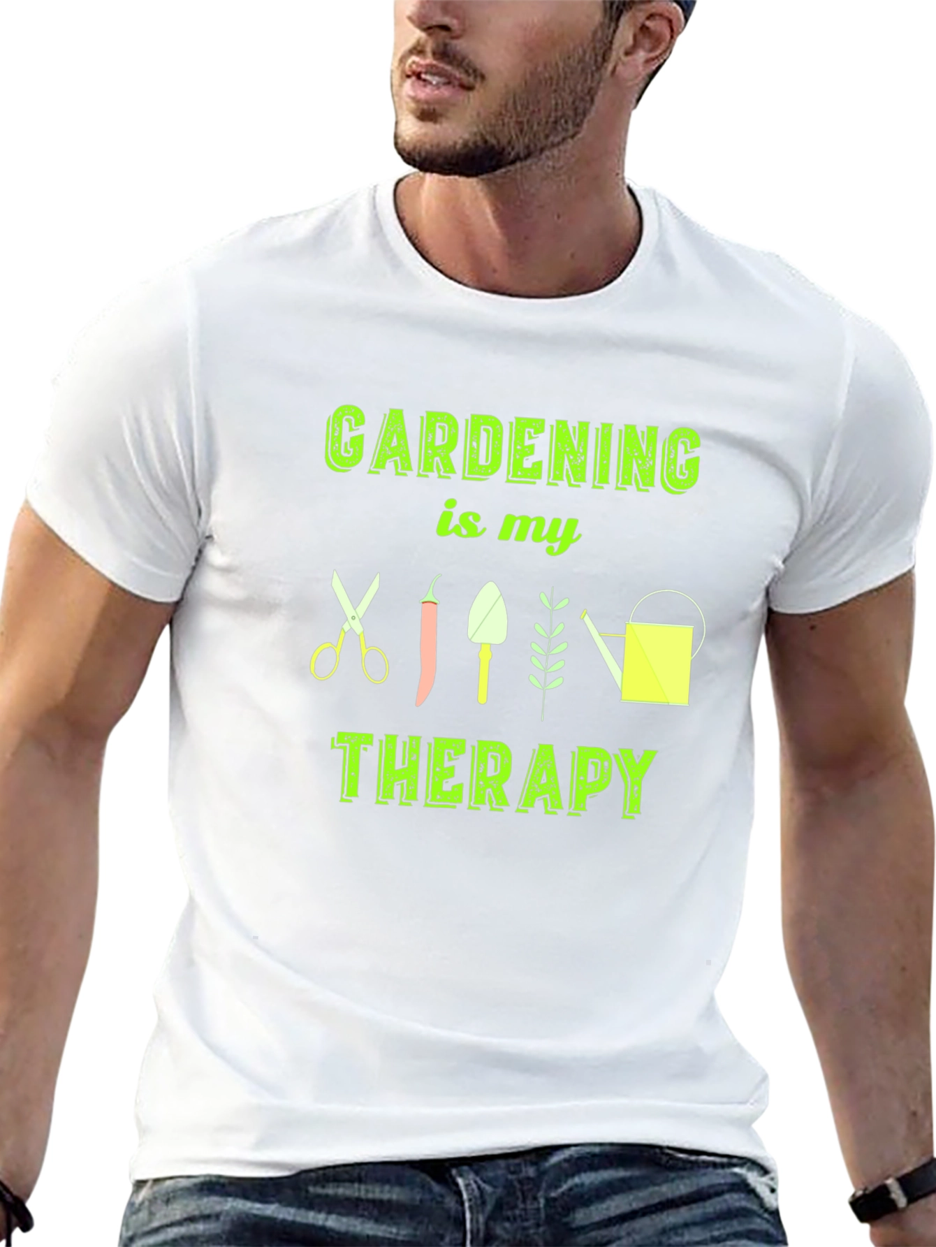 Gardening is My Therapy T-Shirt - Black Cotton Tee