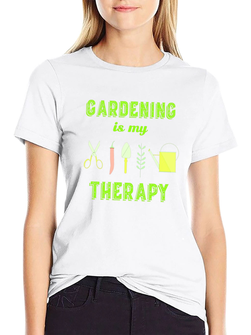 Gardening is My Therapy T-Shirt - Black Cotton Tee