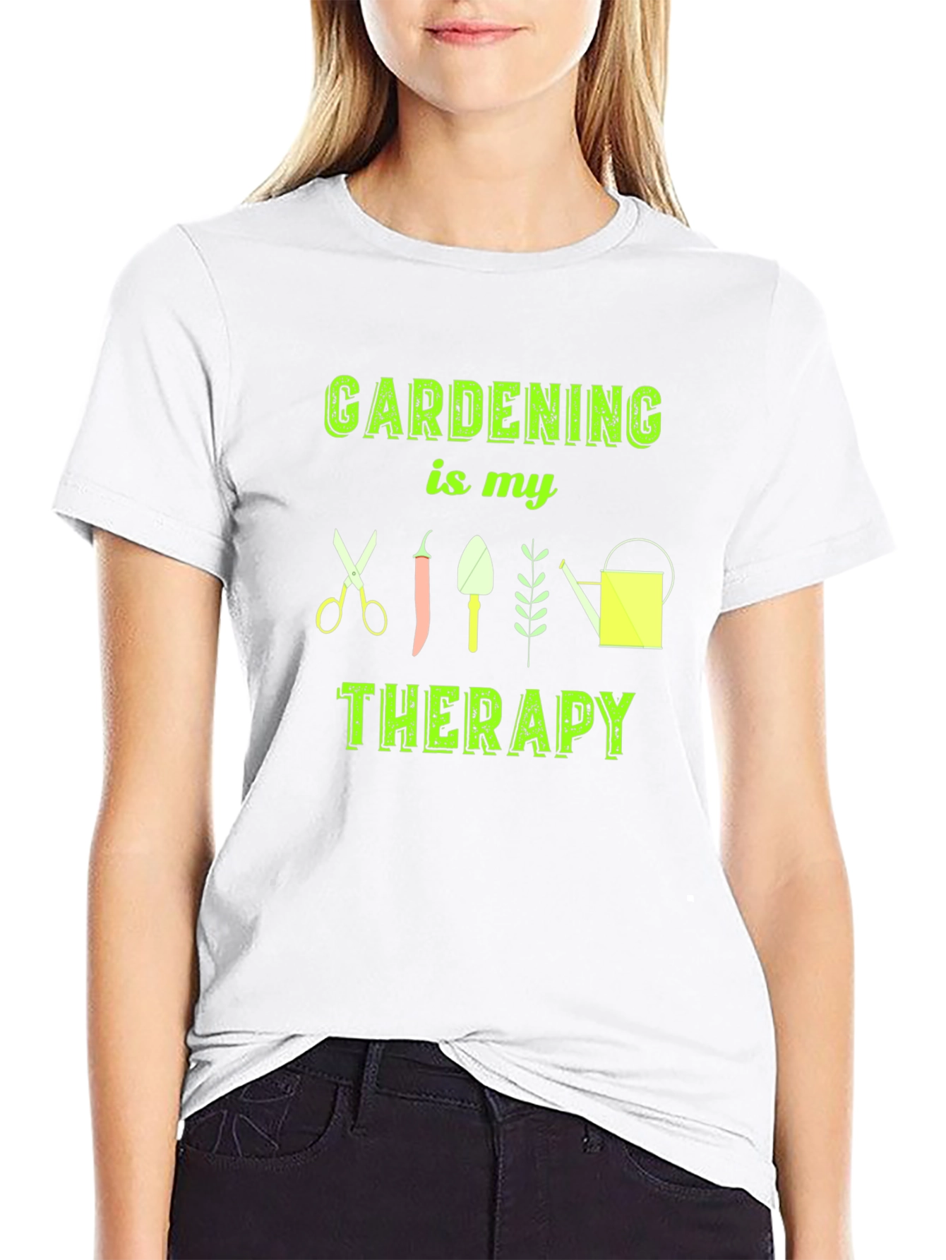 Gardening is My Therapy T-Shirt - Black Cotton Tee