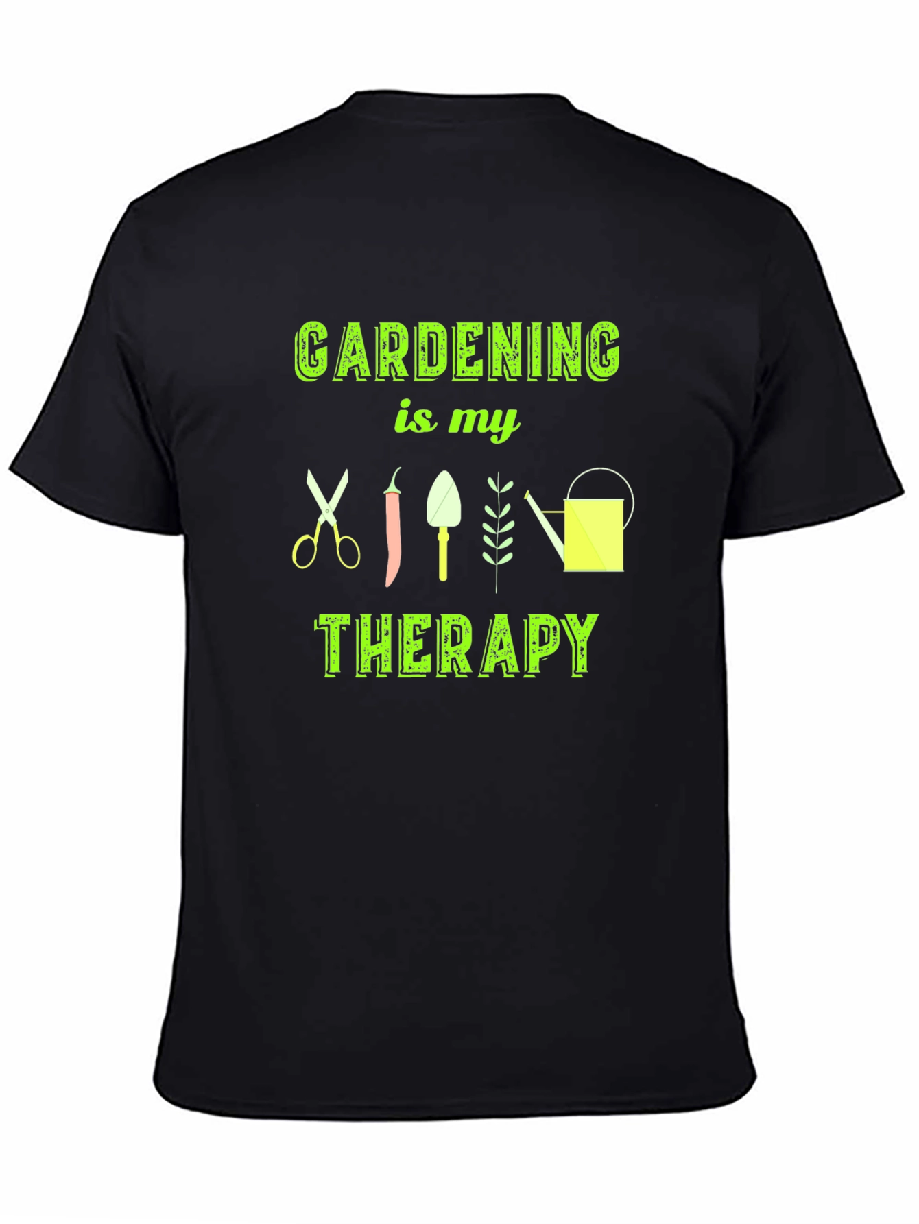 Gardening is My Therapy T-Shirt - Black Cotton Tee