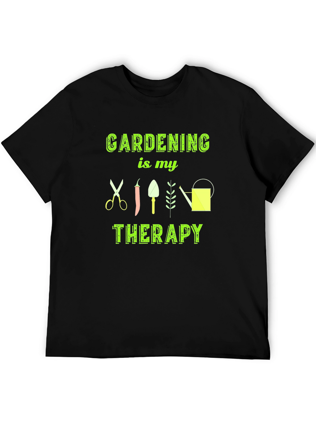 Gardening is My Therapy T-Shirt - Black Cotton Tee