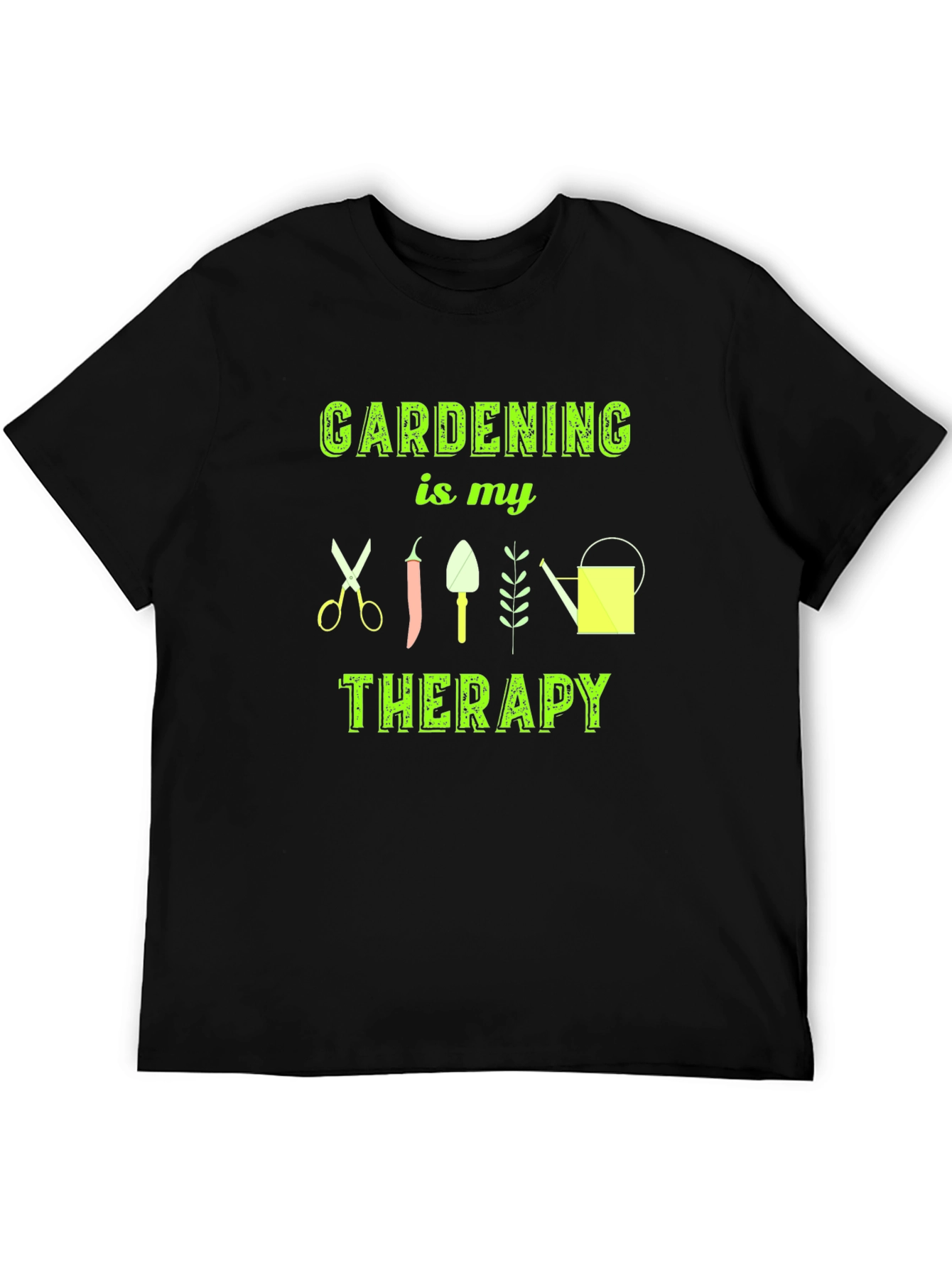 Gardening is My Therapy T-Shirt - Black Cotton Tee