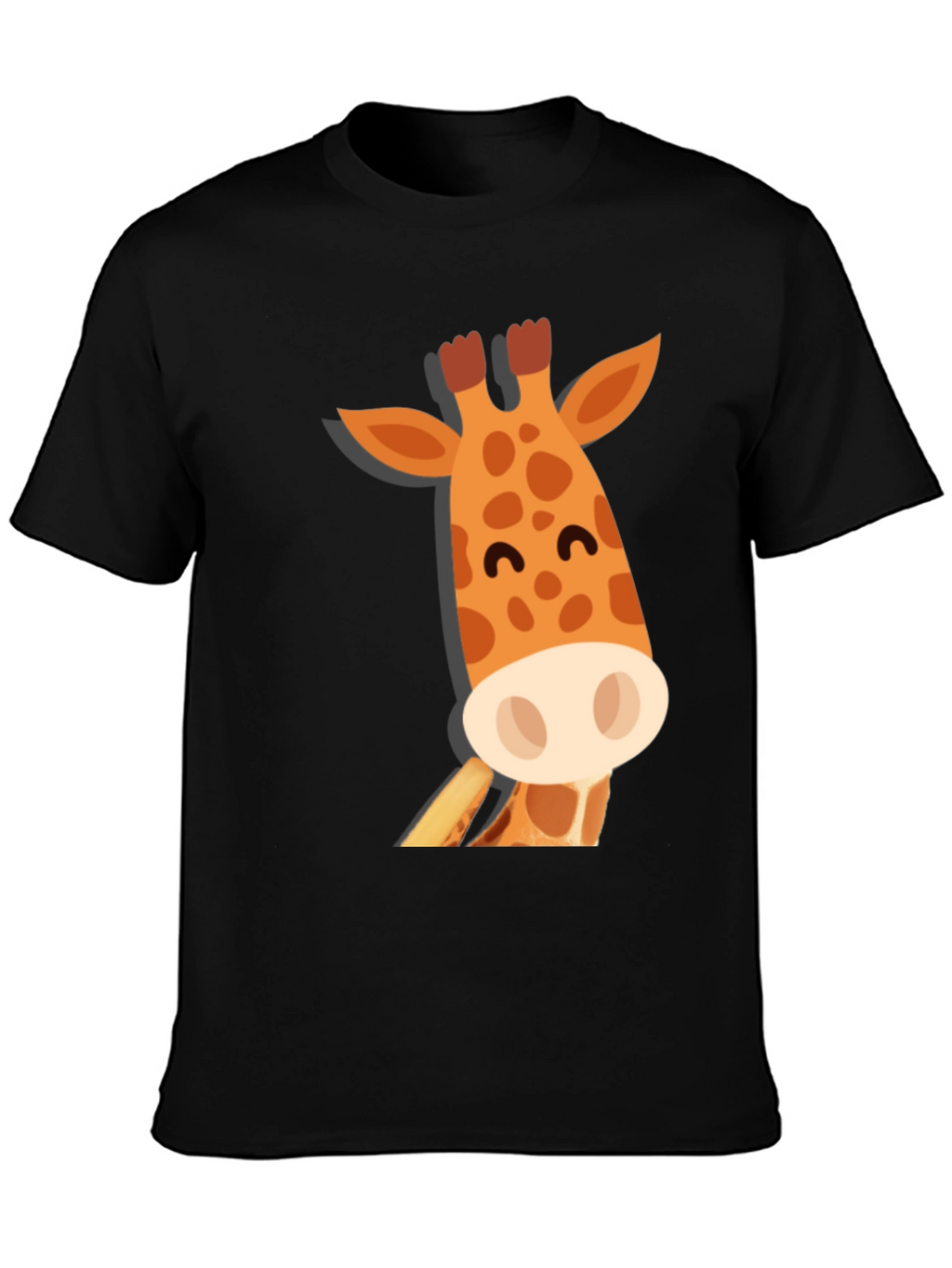 Cute Giraffe Graphic Black T-Shirt