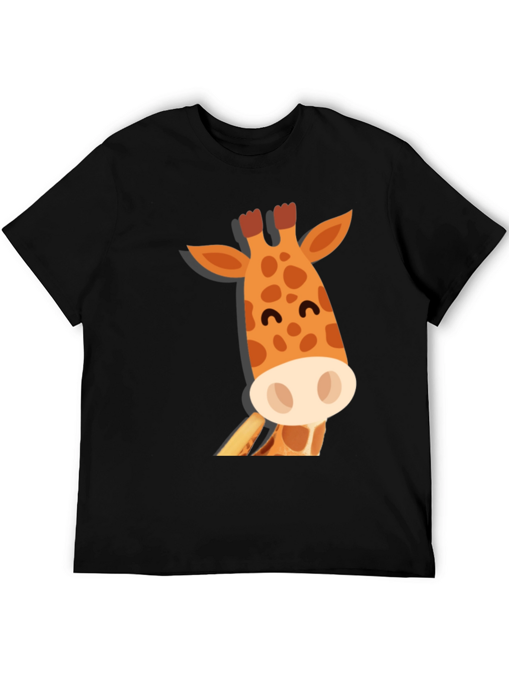 Cute Giraffe Graphic Black T-Shirt