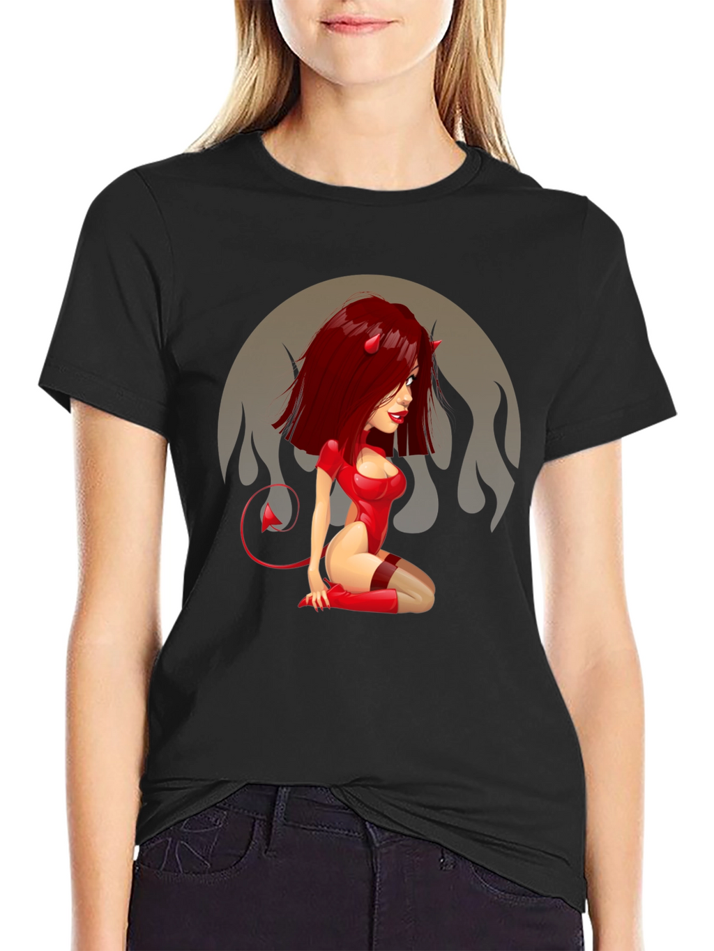 Devil Girl Graphic Tee - Mens Black T-Shirt