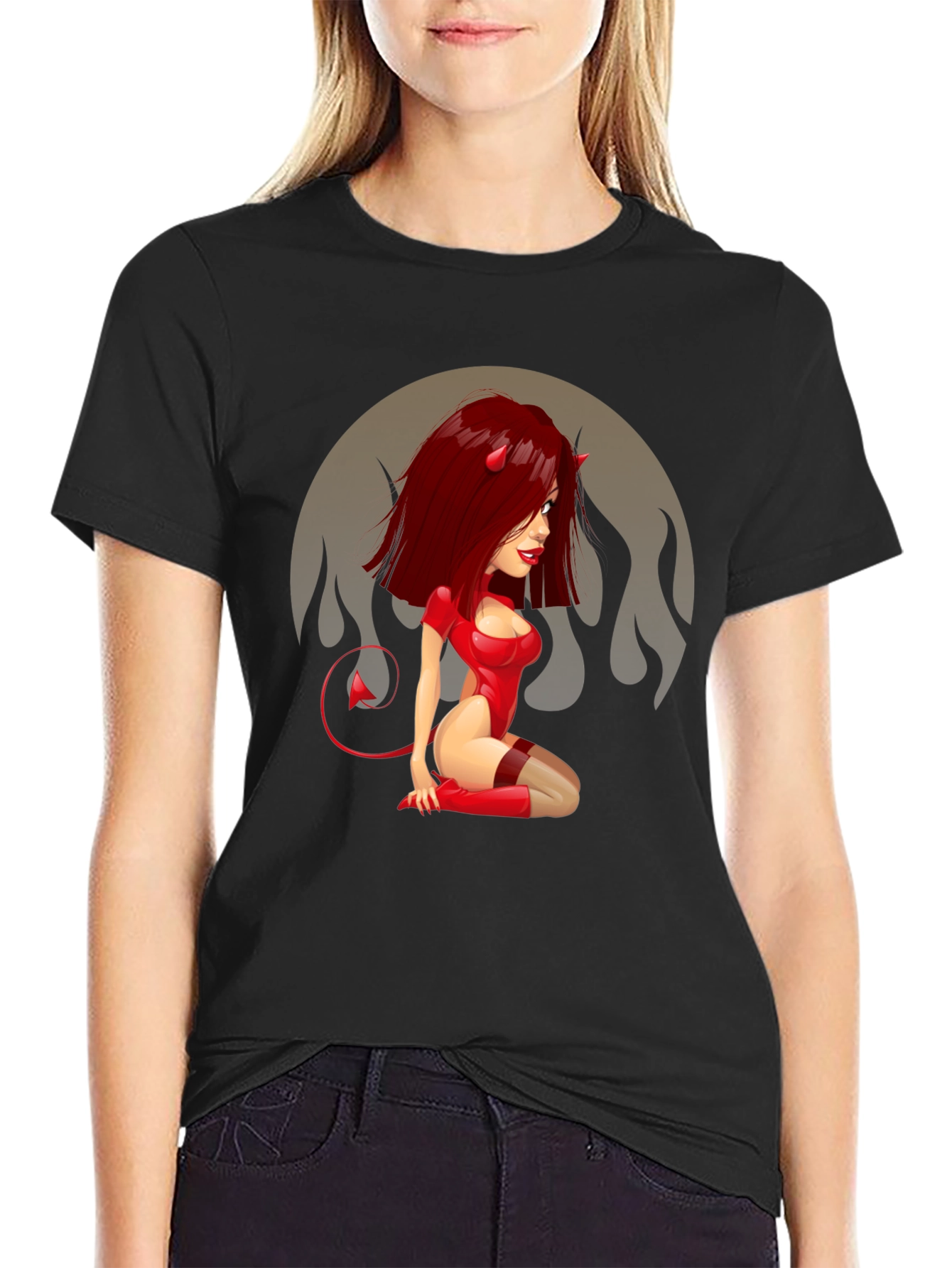 Devil Girl Graphic Tee - Mens Black T-Shirt