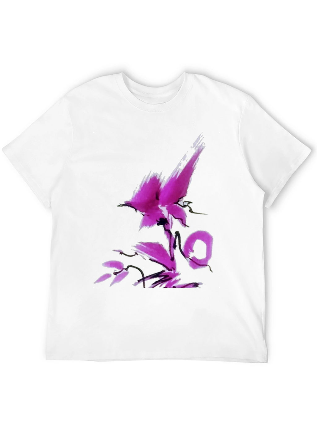 Black T-Shirt with Abstract Floral Design