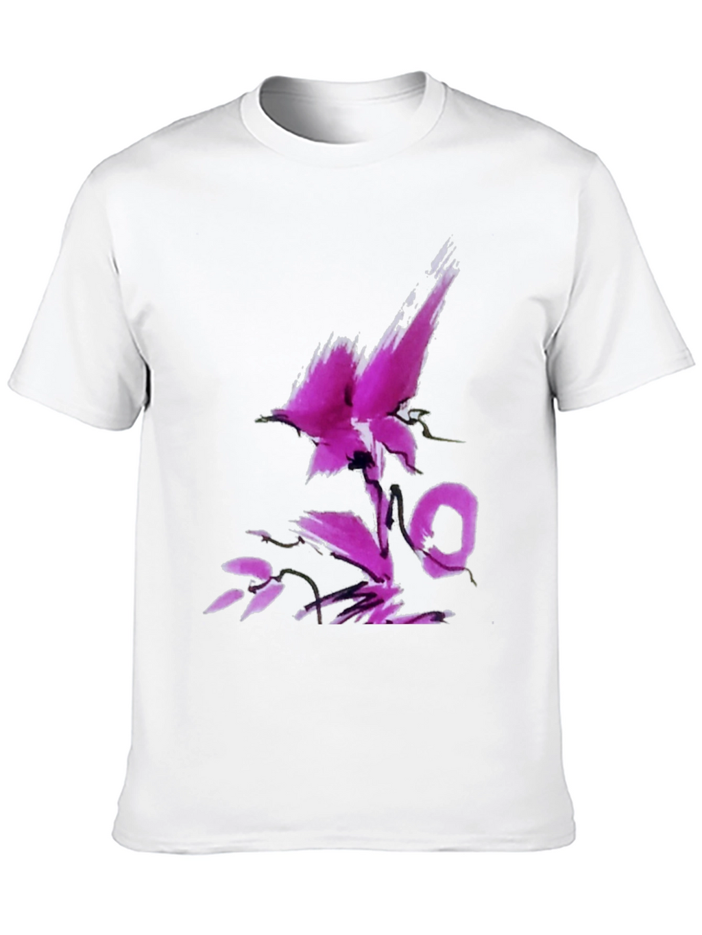Black T-Shirt with Abstract Floral Design