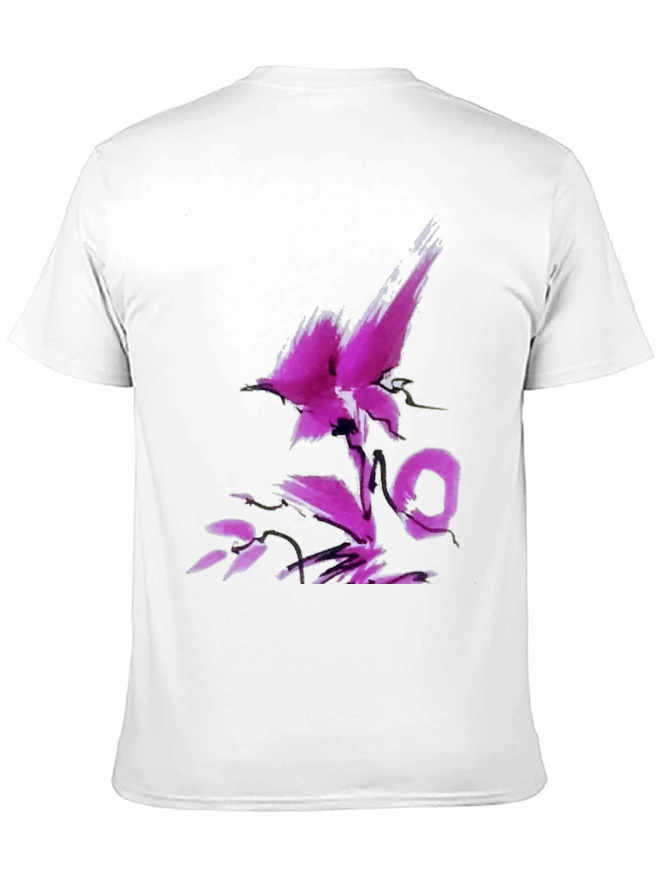 Black T-Shirt with Abstract Floral Design