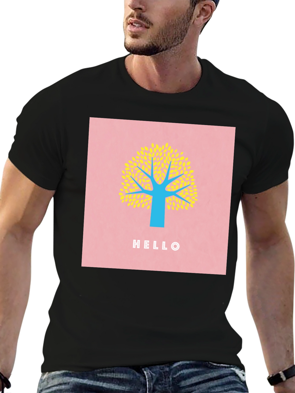 Stylish Tree Graphic Tee - Black