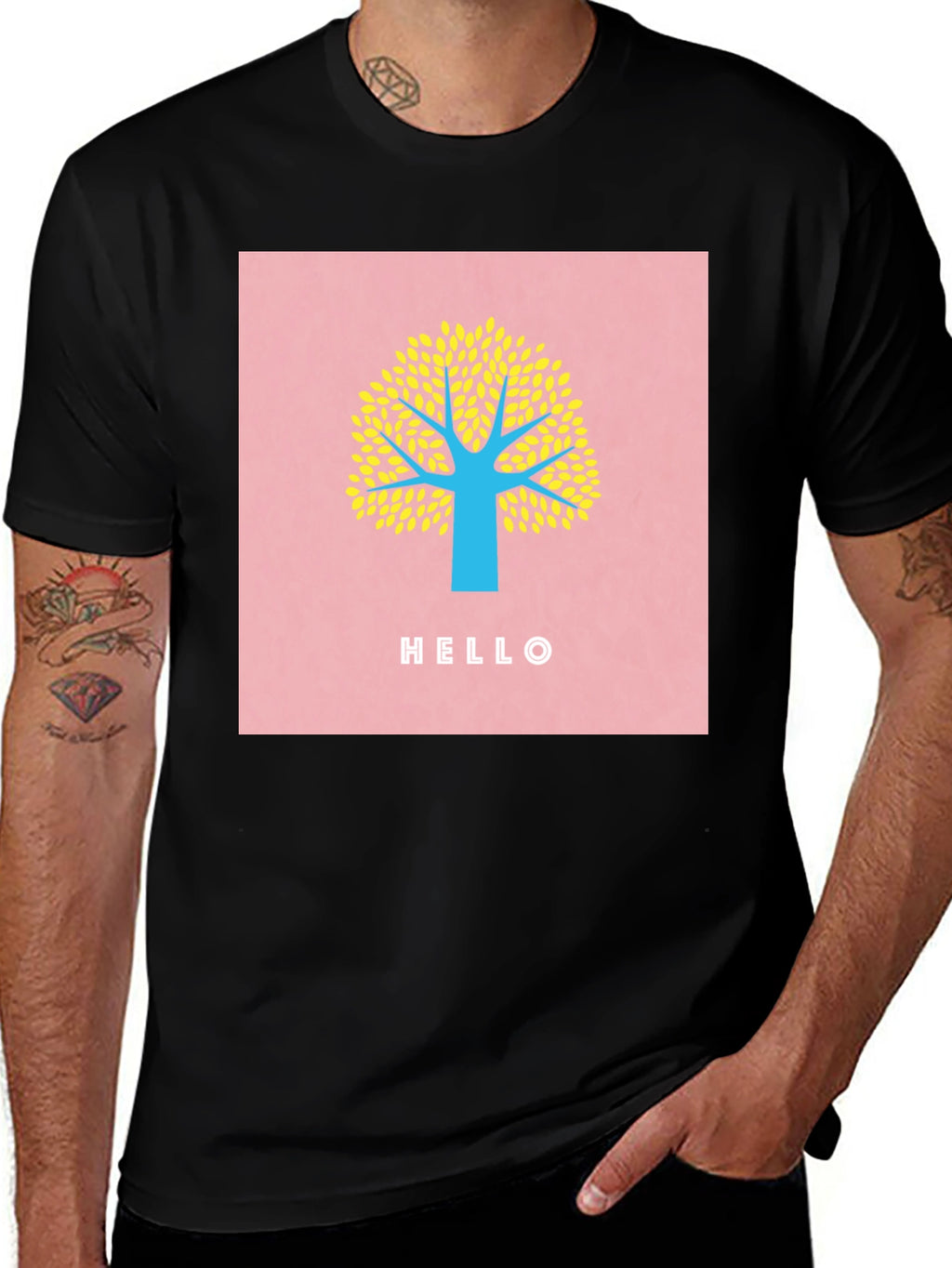 Stylish Tree Graphic Tee - Black